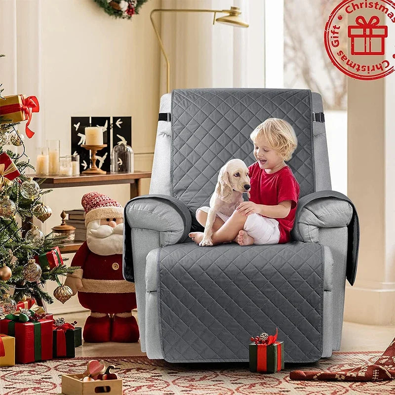 1pc Recliner Chair Cover Water Repellant Armchairs Slipcover with Elastic Strap Protector