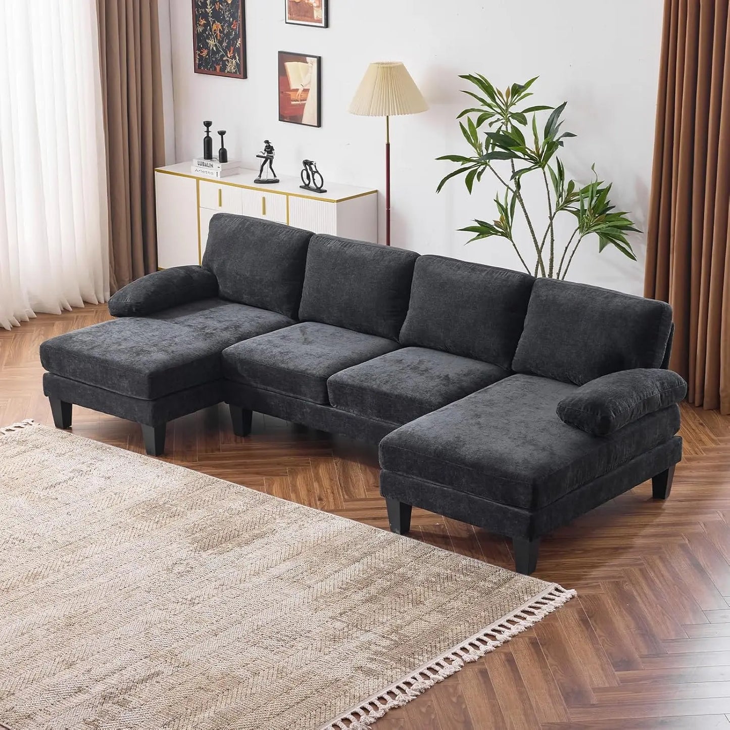 110" Sectional Couches for Living Room,U Shape Couch with Double Chaise
