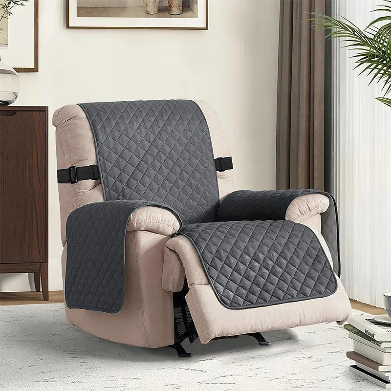 1pc Recliner Chair Cover Water Repellant Armchairs Slipcover with Elastic Strap Protector