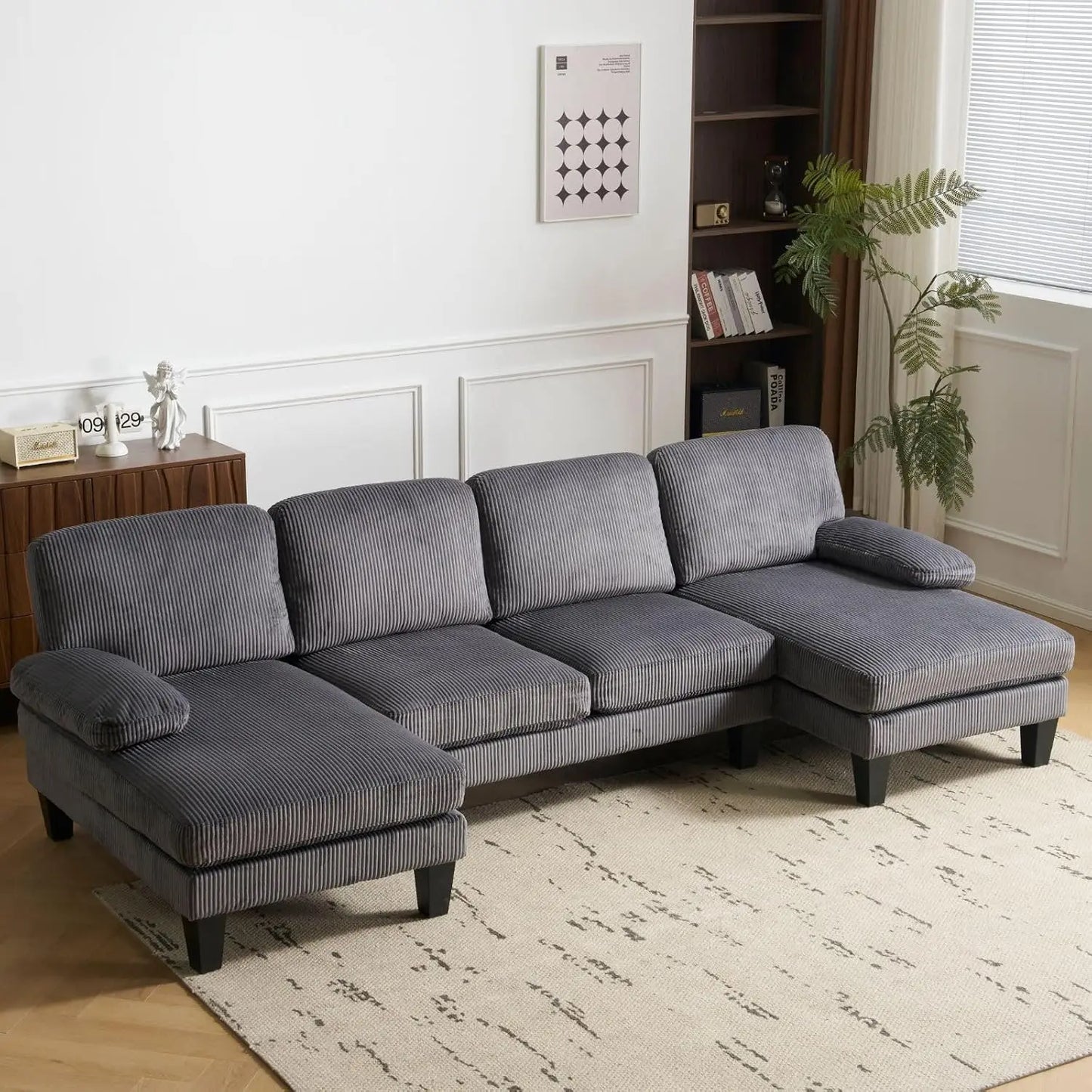 110" Sectional Couches for Living Room,U Shape Couch with Double Chaise