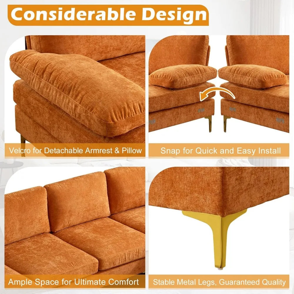110" Sectional Couches for Living Room,U Shape Couch with Double Chaise