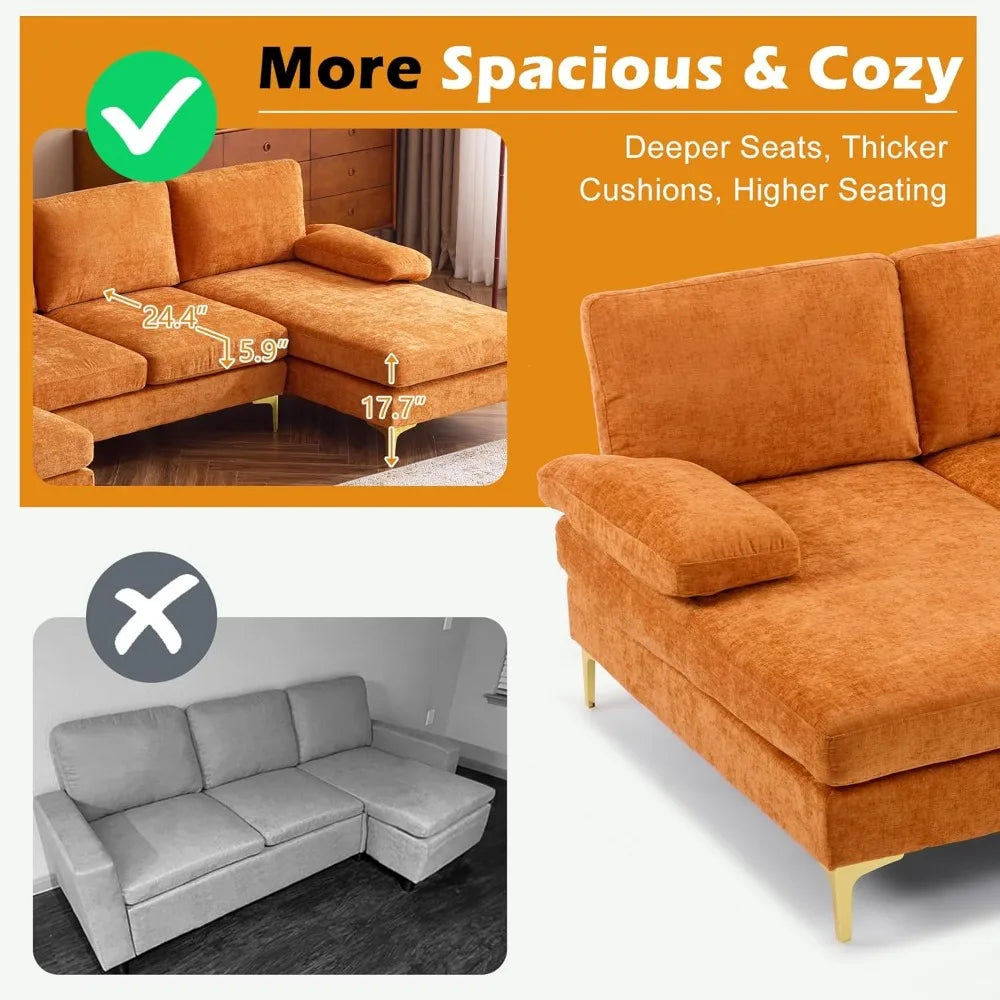 110" Sectional Couches for Living Room,U Shape Couch with Double Chaise