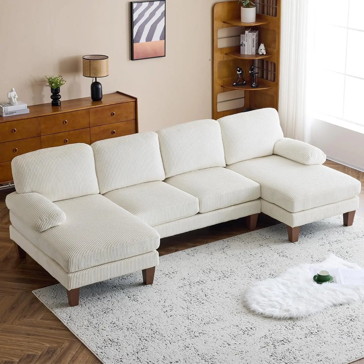 110" Sectional Couches for Living Room,U Shape Couch with Double Chaise