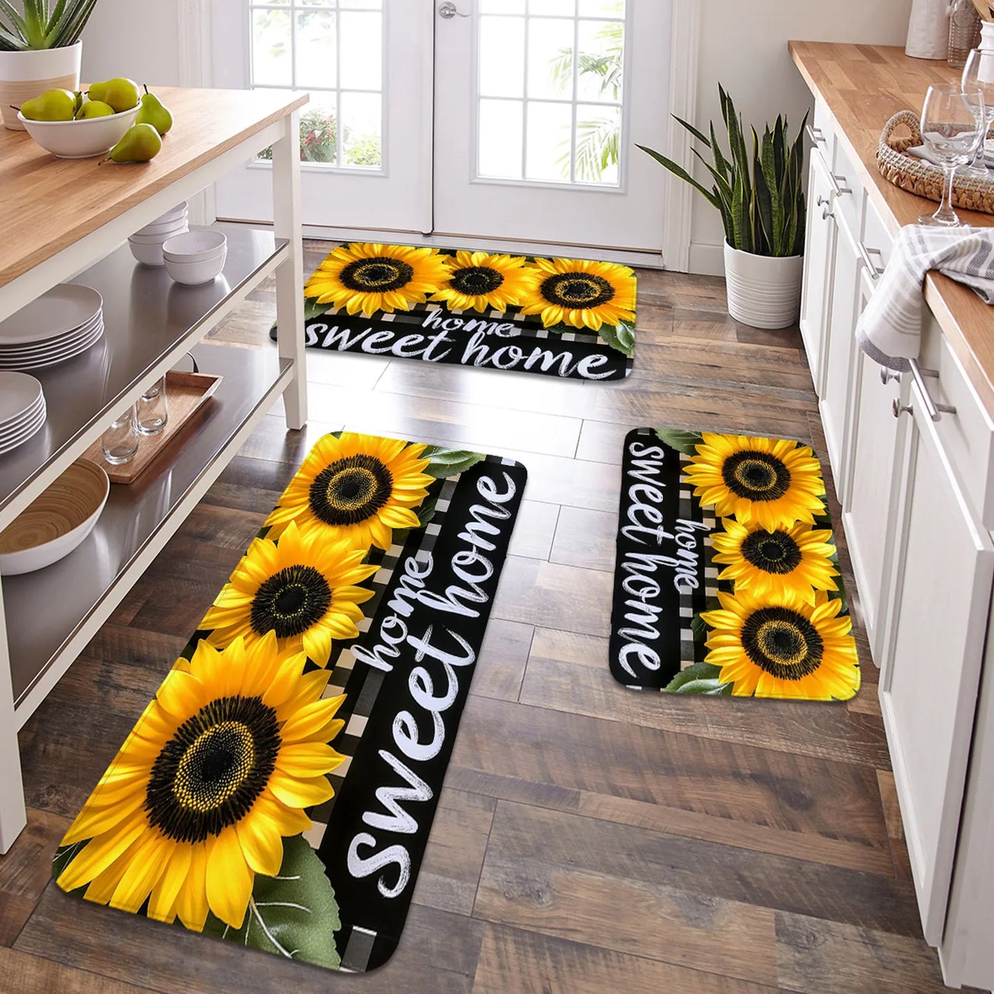 1 piece home kitchen mat set-spring sunflower Easter carpet, non-slip mat