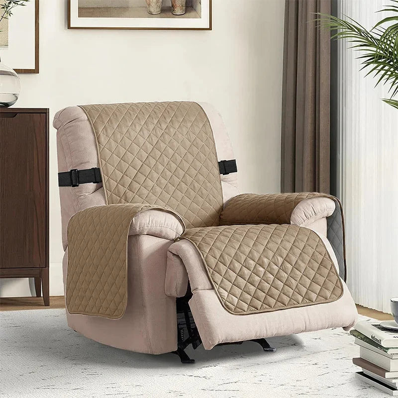 1pc Recliner Chair Cover Water Repellant Armchairs Slipcover with Elastic Strap Protector