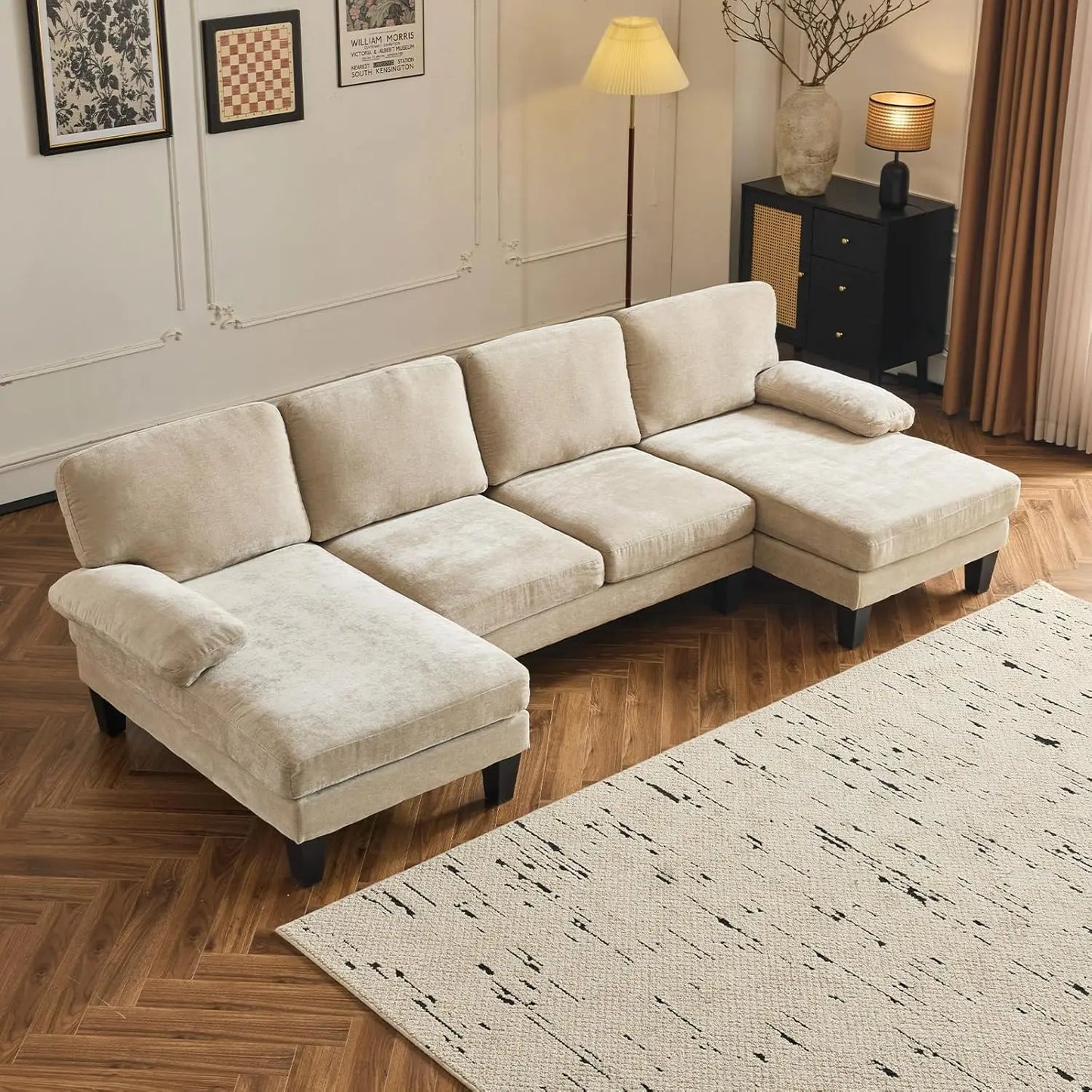 110" Sectional Couches for Living Room,U Shape Couch with Double Chaise