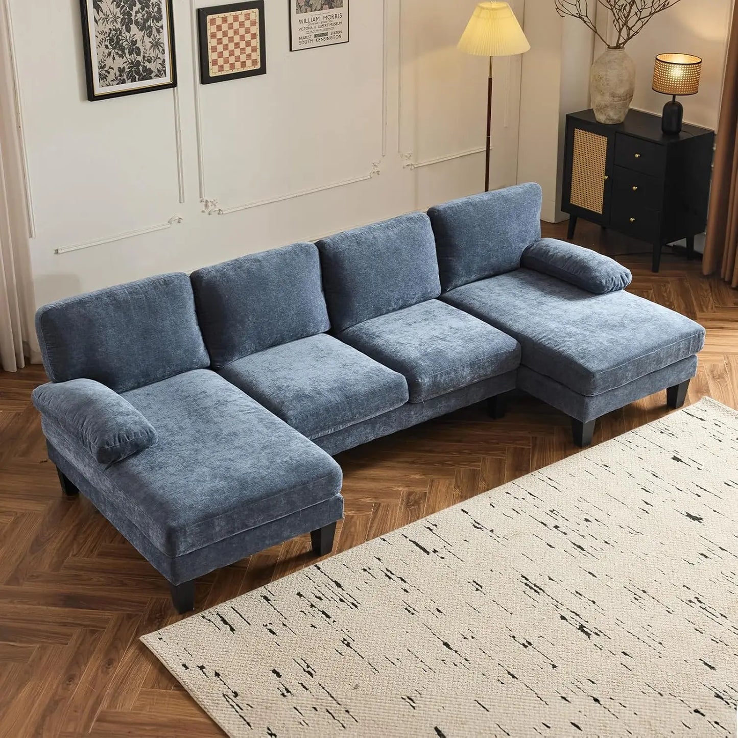 110" Sectional Couches for Living Room,U Shape Couch with Double Chaise