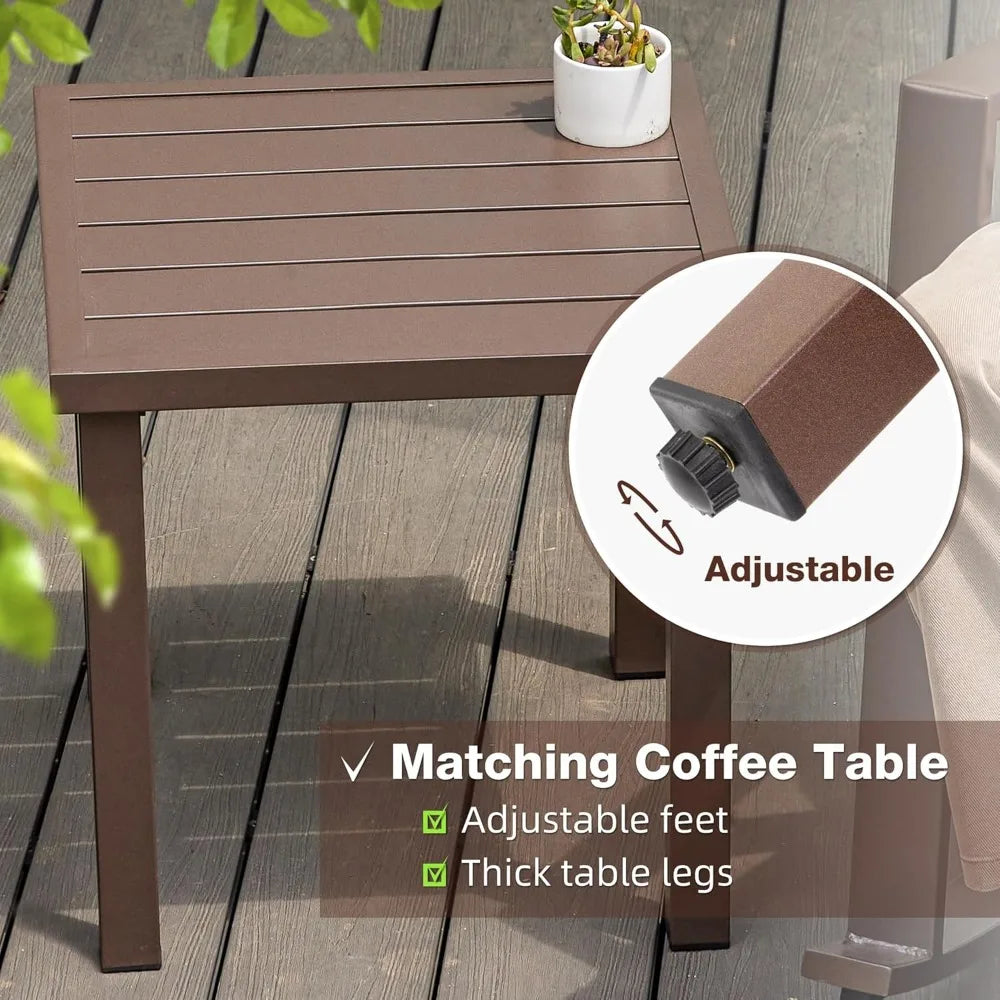 ,Outdoor Rocking Chairs Set of 2 with Coffee Table,3 Piece Metal Outdoor Patio Bistro