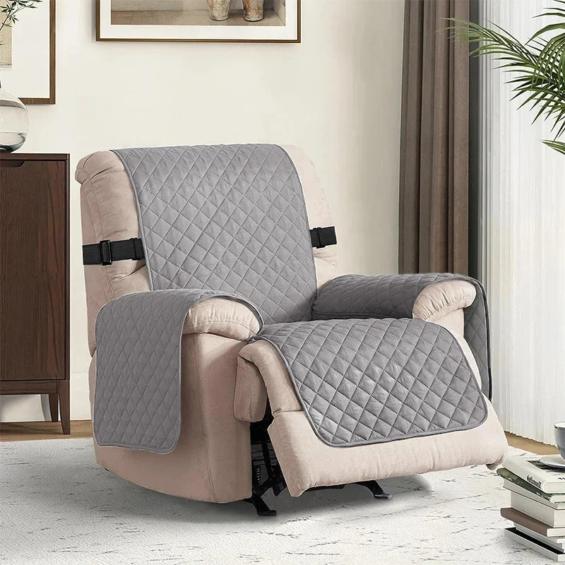 1pc Recliner Chair Cover Water Repellant Armchairs Slipcover with Elastic Strap Protector