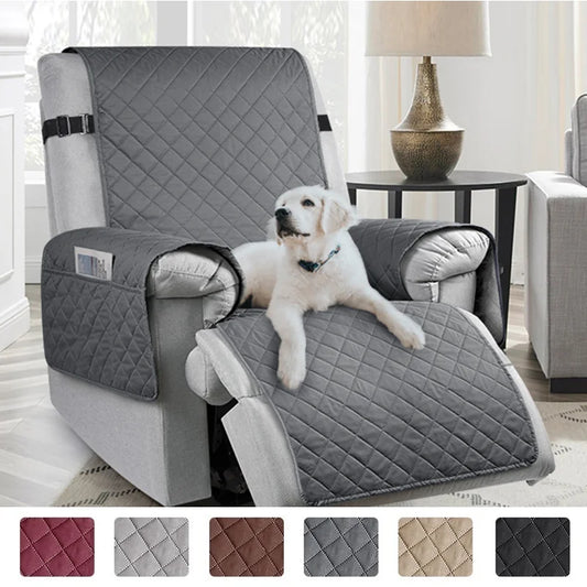 1pc Recliner Chair Cover Water Repellant Armchairs Slipcover with Elastic Strap Protector