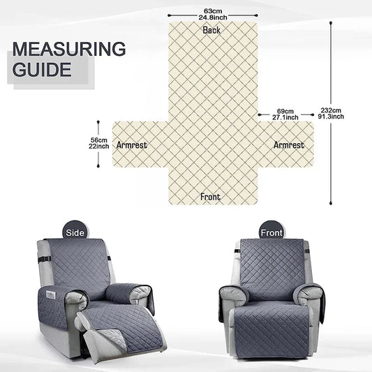 1pc Recliner Chair Cover Water Repellant Armchairs Slipcover with Elastic Strap Protector