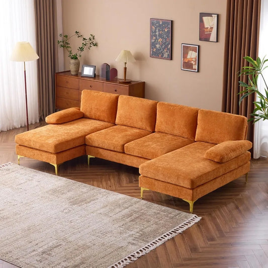 110" Sectional Couches for Living Room,U Shape Couch with Double Chaise